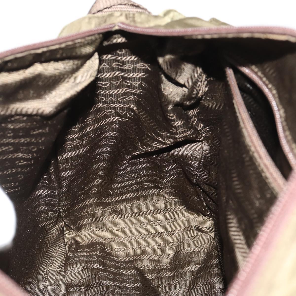 PRADA Shoulder Bag Nylon Khaki Silver Auth bs33170