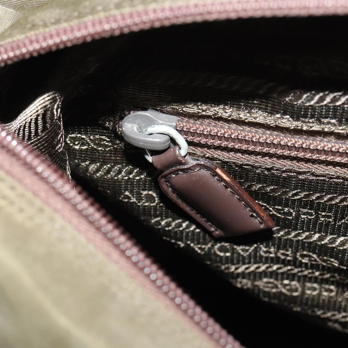 PRADA Shoulder Bag Nylon Khaki Silver Auth bs33170