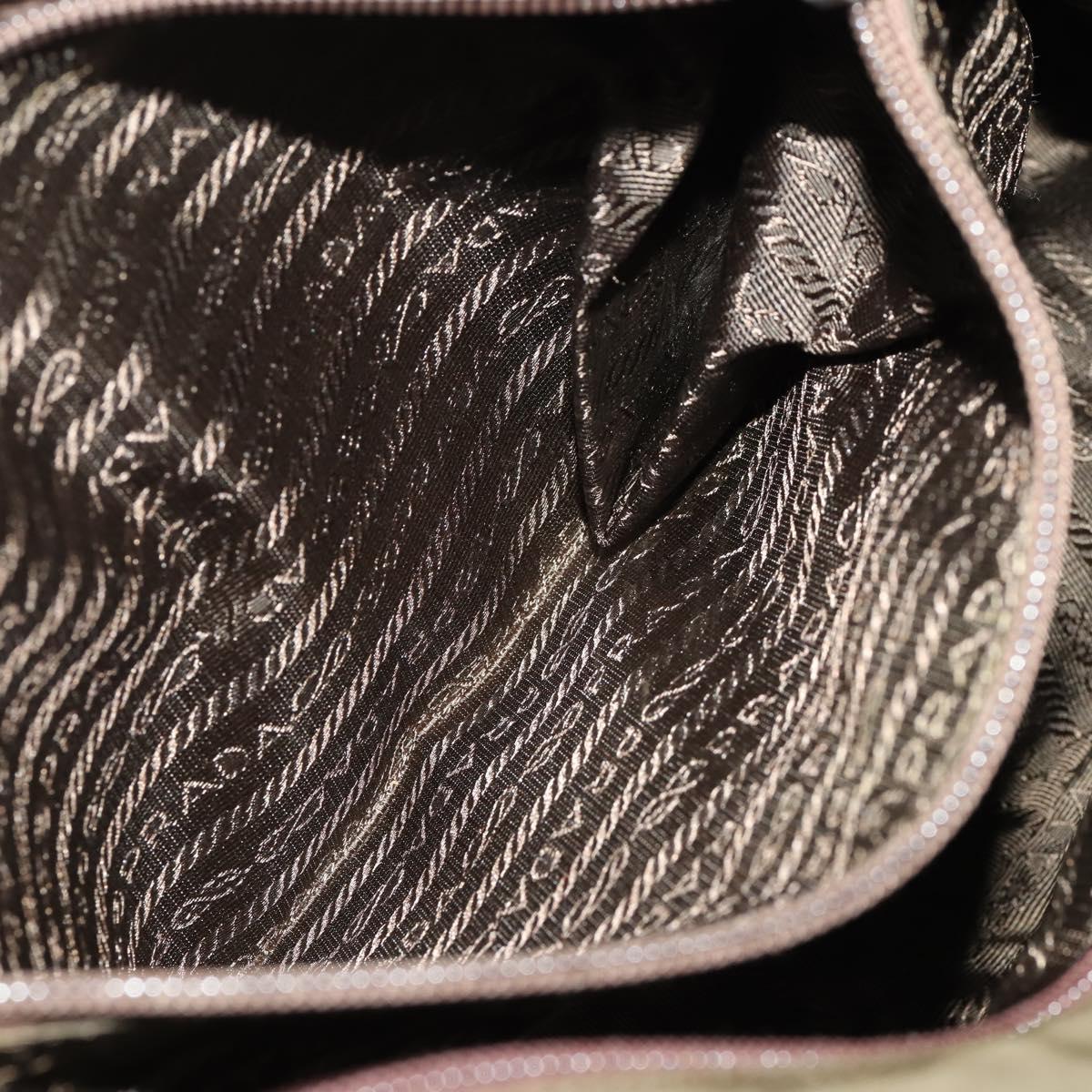 PRADA Shoulder Bag Nylon Khaki Silver Auth bs33170