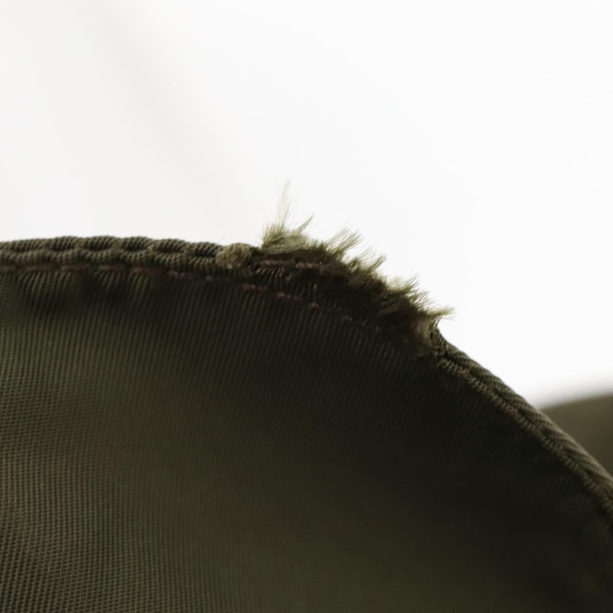 PRADA Shoulder Bag Nylon Khaki Silver Auth bs33170