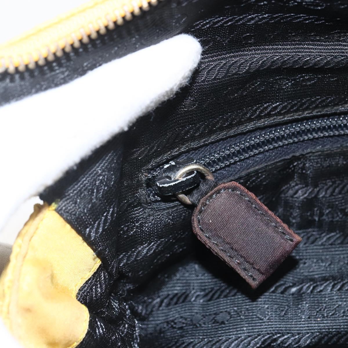 PRADA Chain Shoulder Bag Nylon Yellow Gold Auth bs33172