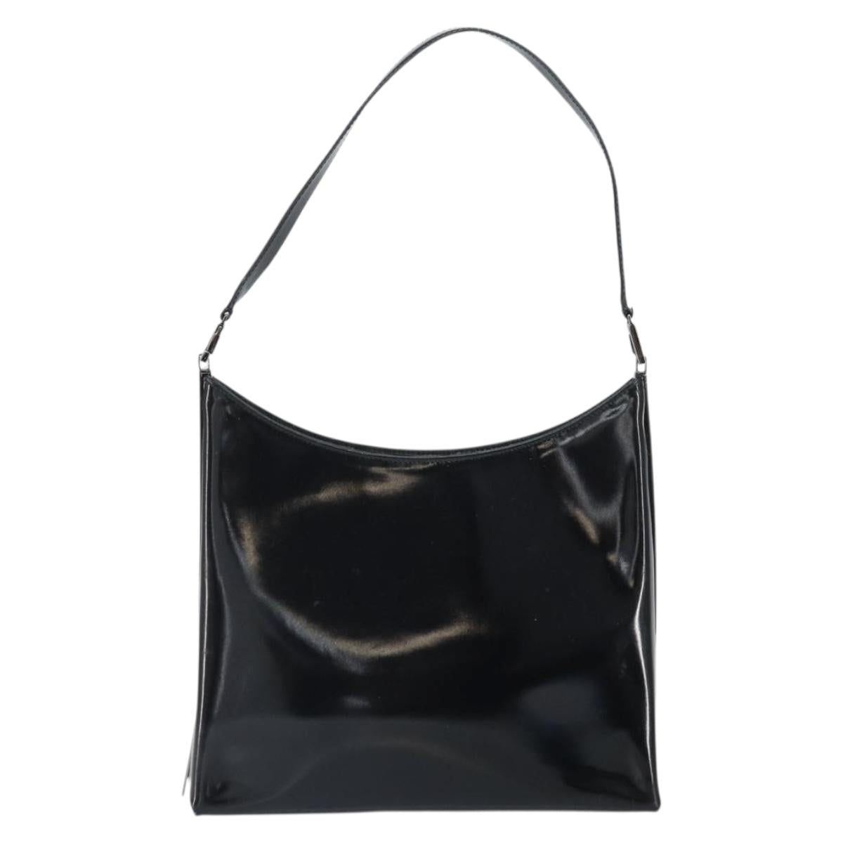 Salvatore Ferragamo Shoulder Bag Patent leather Black Silver Auth bs33174