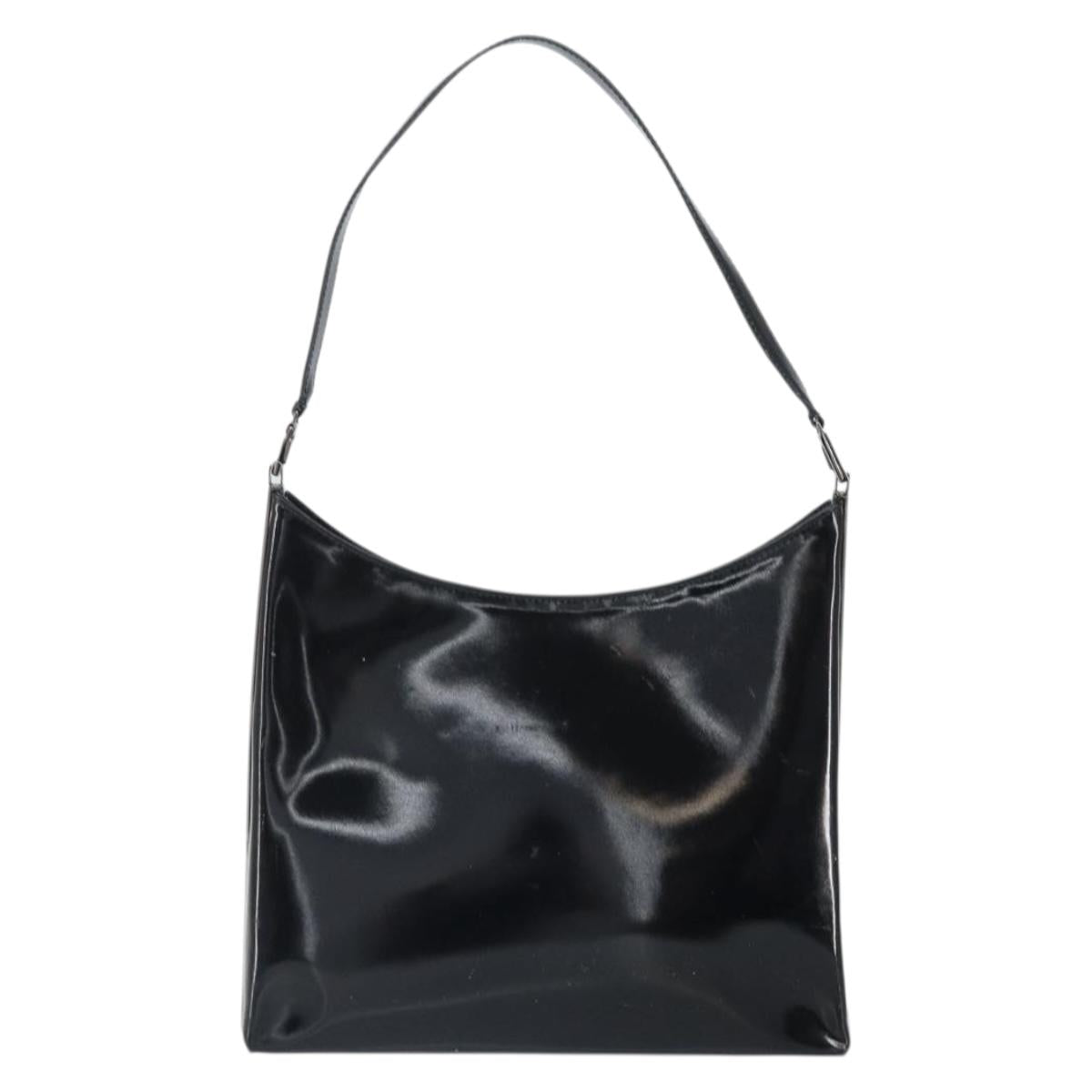 Salvatore Ferragamo Shoulder Bag Patent leather Black Silver Auth bs33174