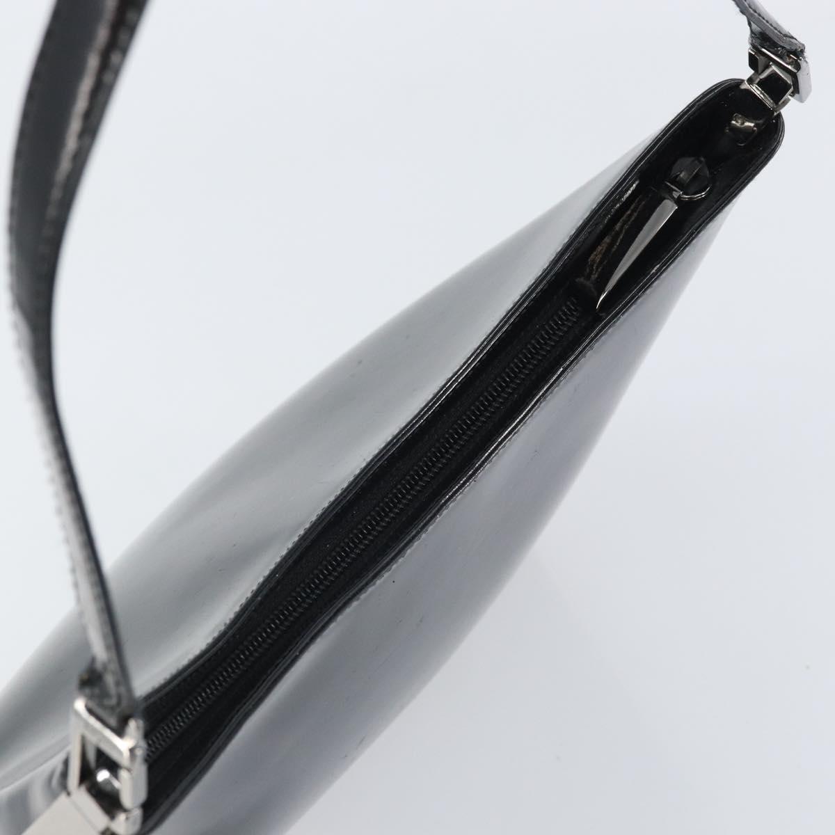 Salvatore Ferragamo Shoulder Bag Patent leather Black Silver Auth bs33174