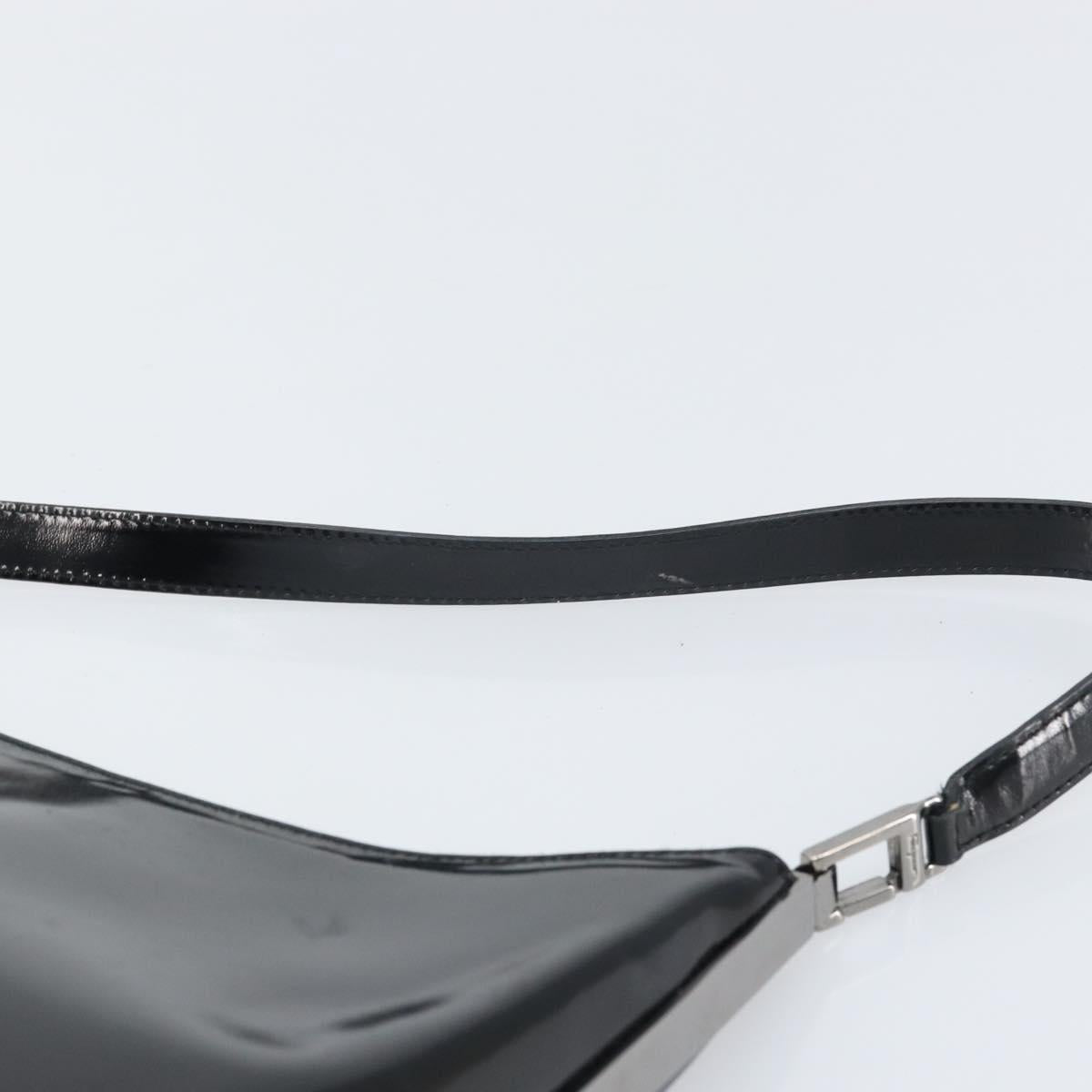 Salvatore Ferragamo Shoulder Bag Patent leather Black Silver Auth bs33174