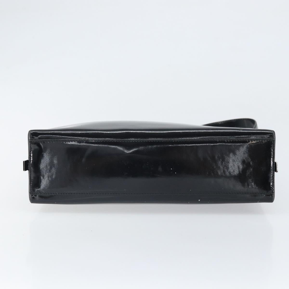 Salvatore Ferragamo Shoulder Bag Patent leather Black Silver Auth bs33174