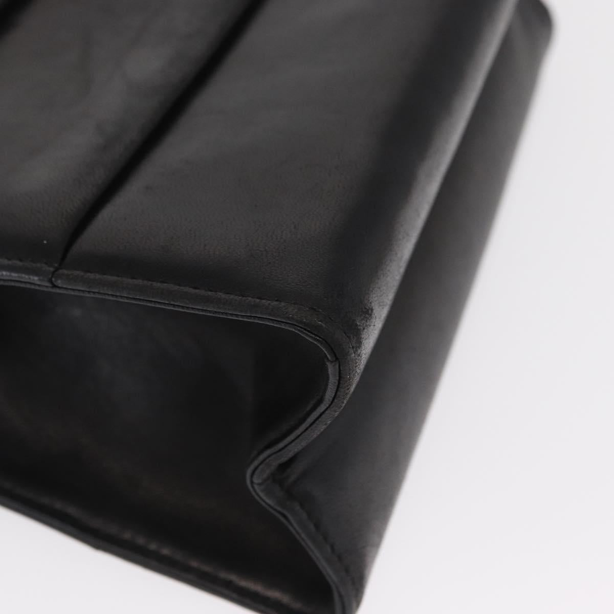 Salvatore Ferragamo Chain Shoulder Bag Leather Black Gold Auth bs33175