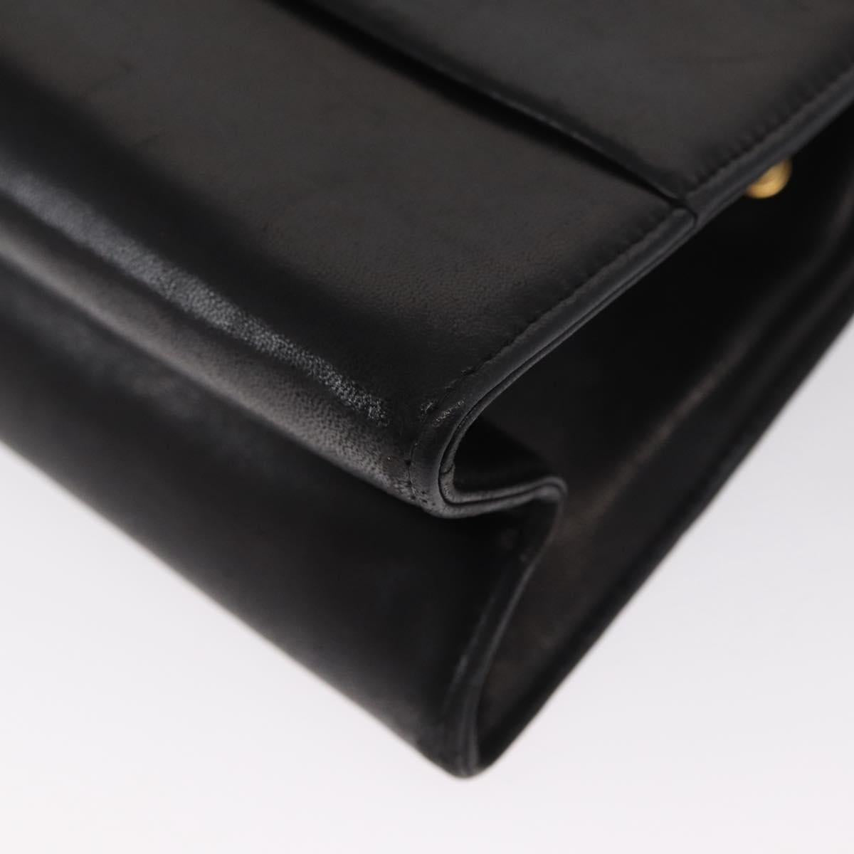 Salvatore Ferragamo Chain Shoulder Bag Leather Black Gold Auth bs33175