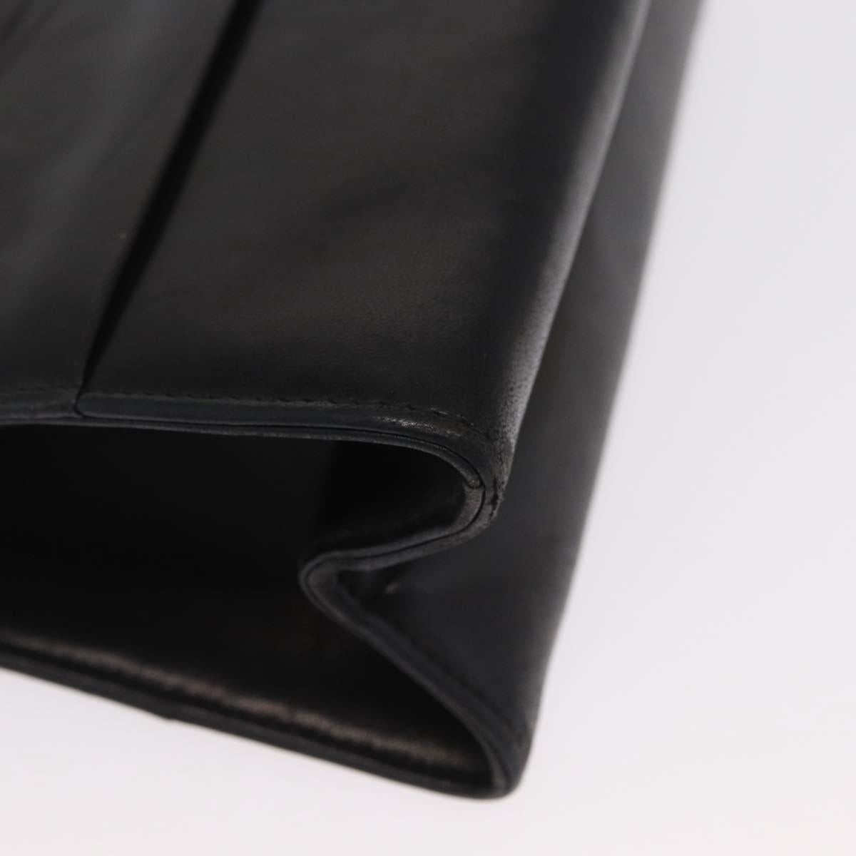 Salvatore Ferragamo Chain Shoulder Bag Leather Black Gold Auth bs33175