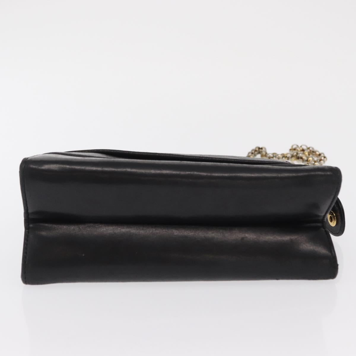 Salvatore Ferragamo Chain Shoulder Bag Leather Black Gold Auth bs33175