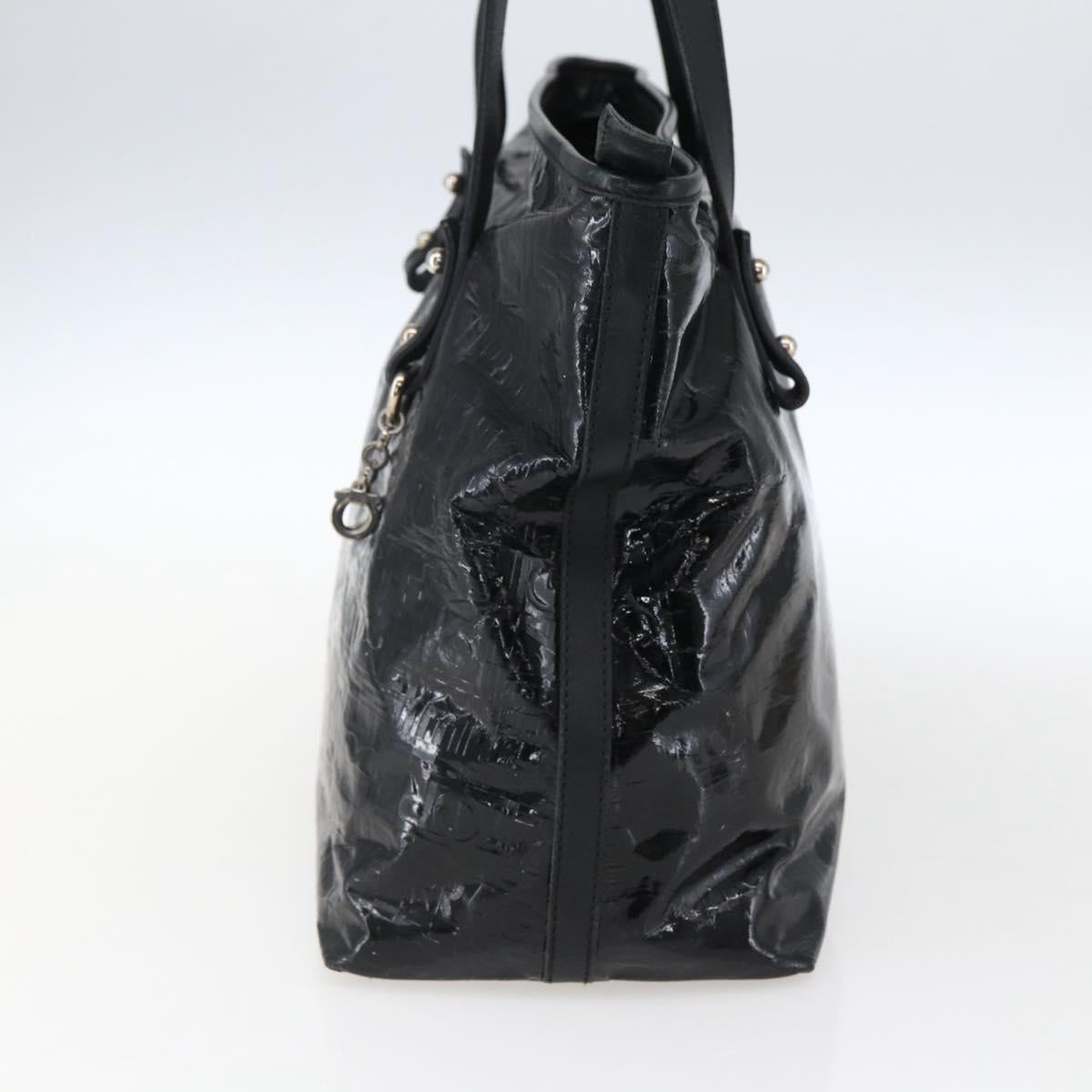 Salvatore Ferragamo Tote Bag Patent leather Black Silver Auth bs33176