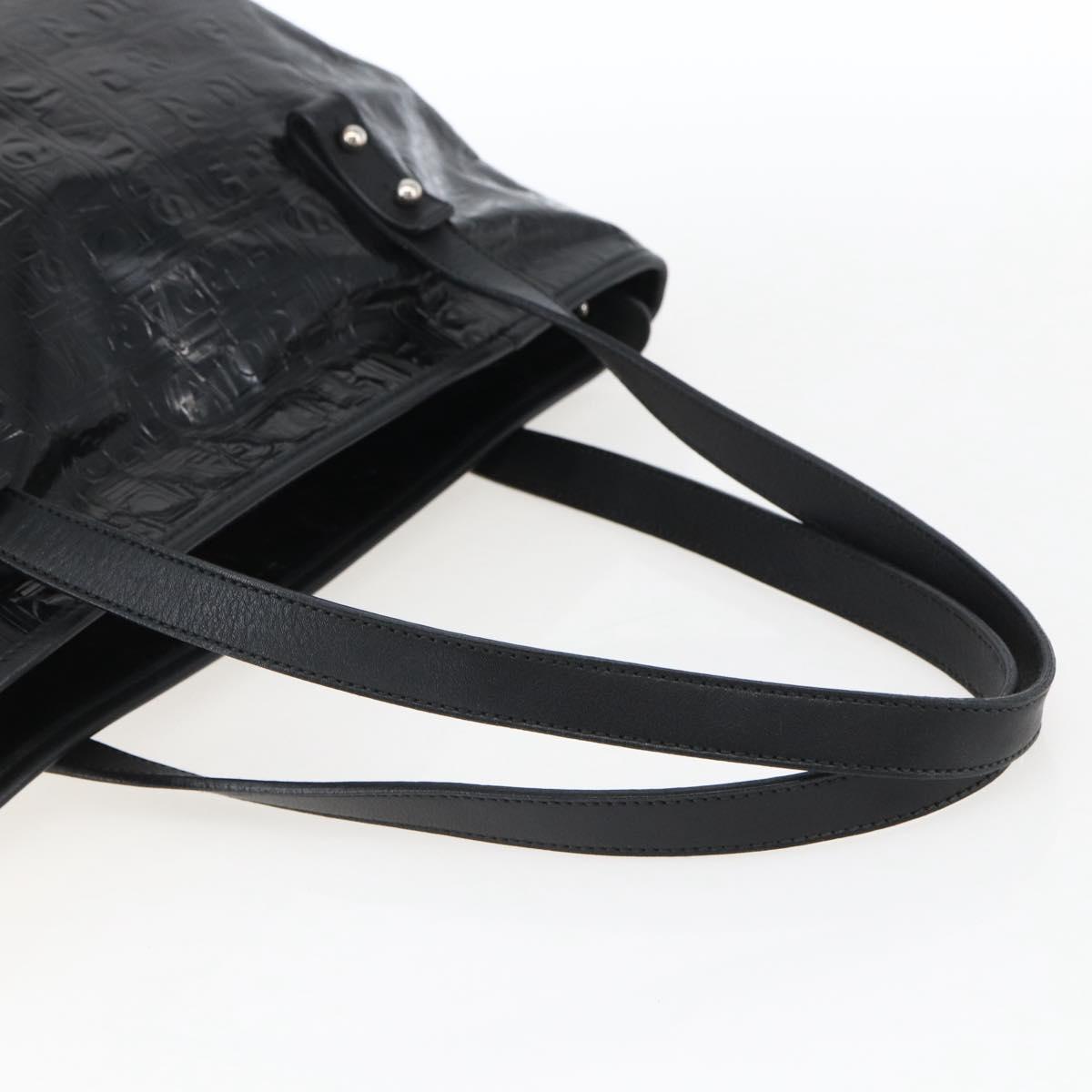 Salvatore Ferragamo Tote Bag Patent leather Black Silver Auth bs33176