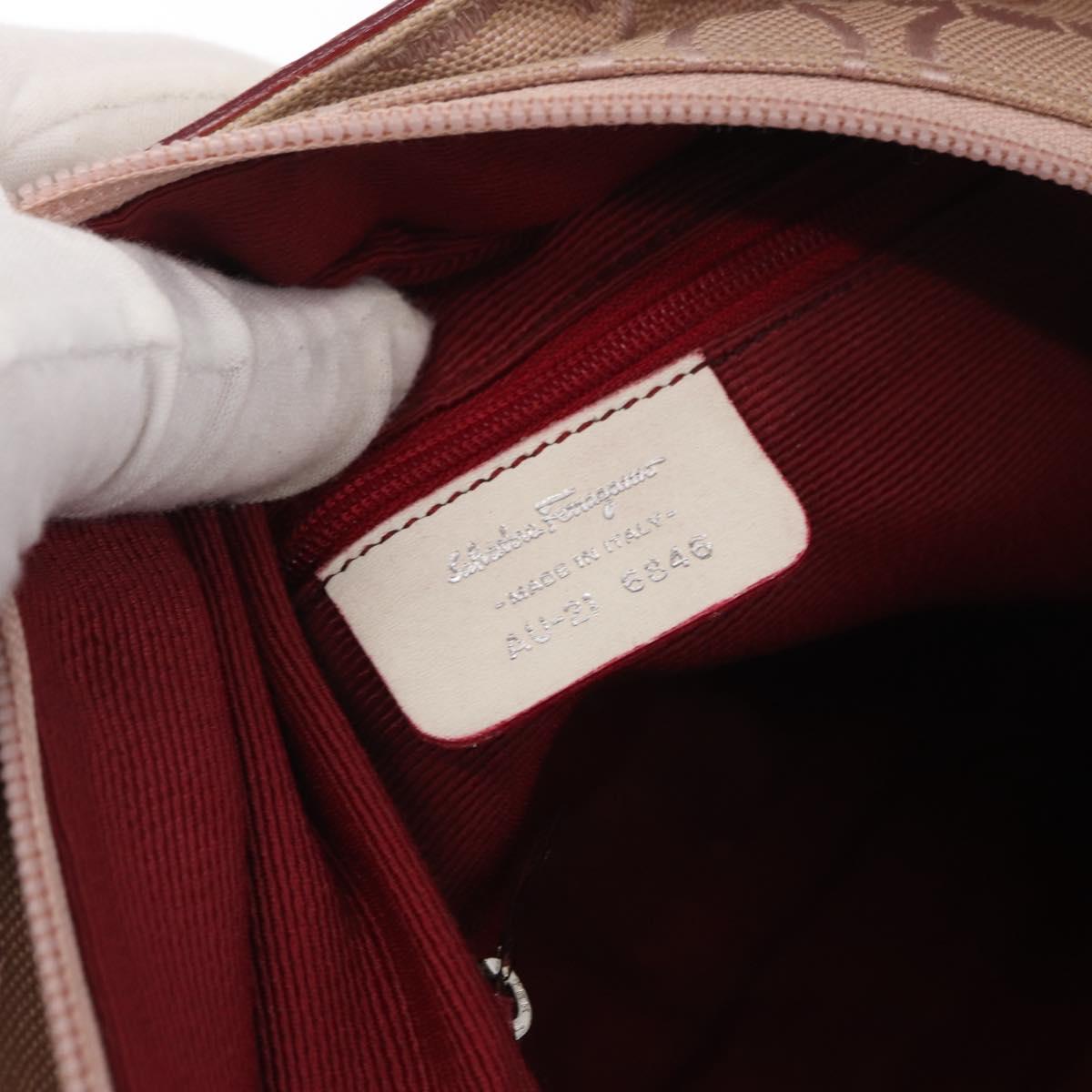 Salvatore Ferragamo Tote Bag Canvas Pink Silver Auth bs33177