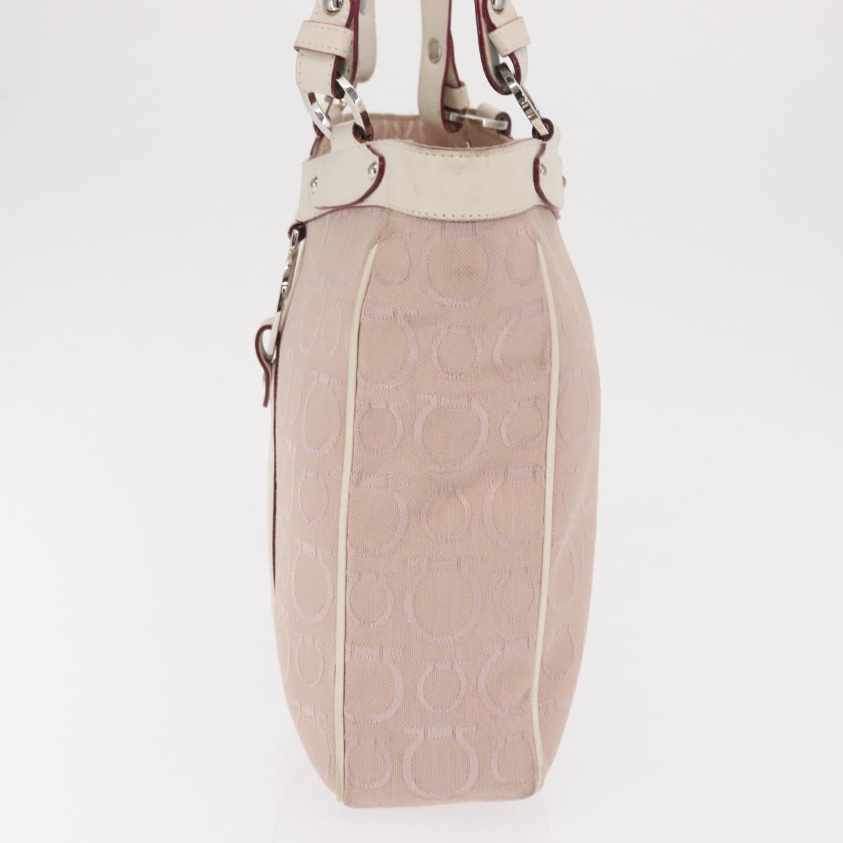 Salvatore Ferragamo Tote Bag Canvas Pink Silver Auth bs33177