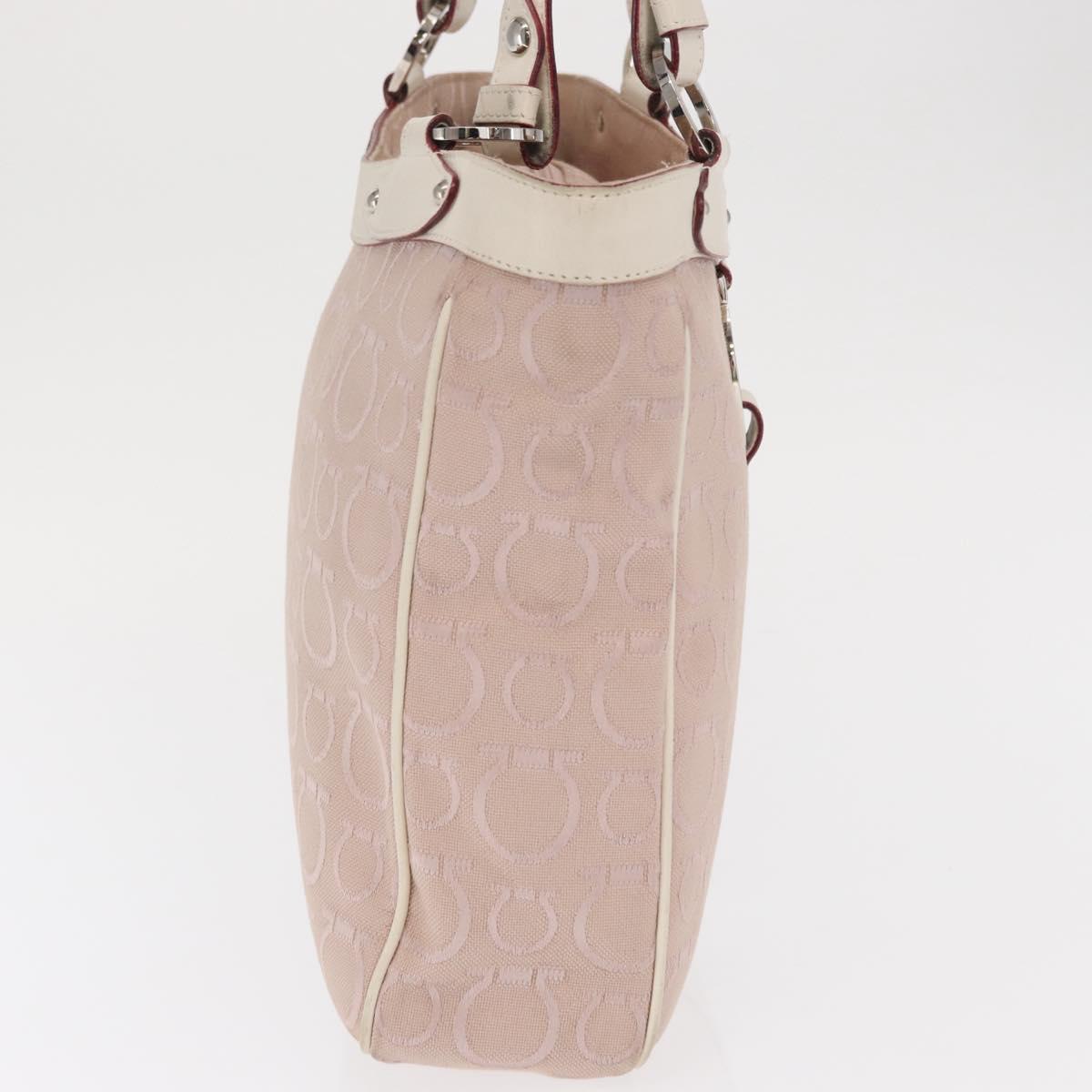 Salvatore Ferragamo Tote Bag Canvas Pink Silver Auth bs33177