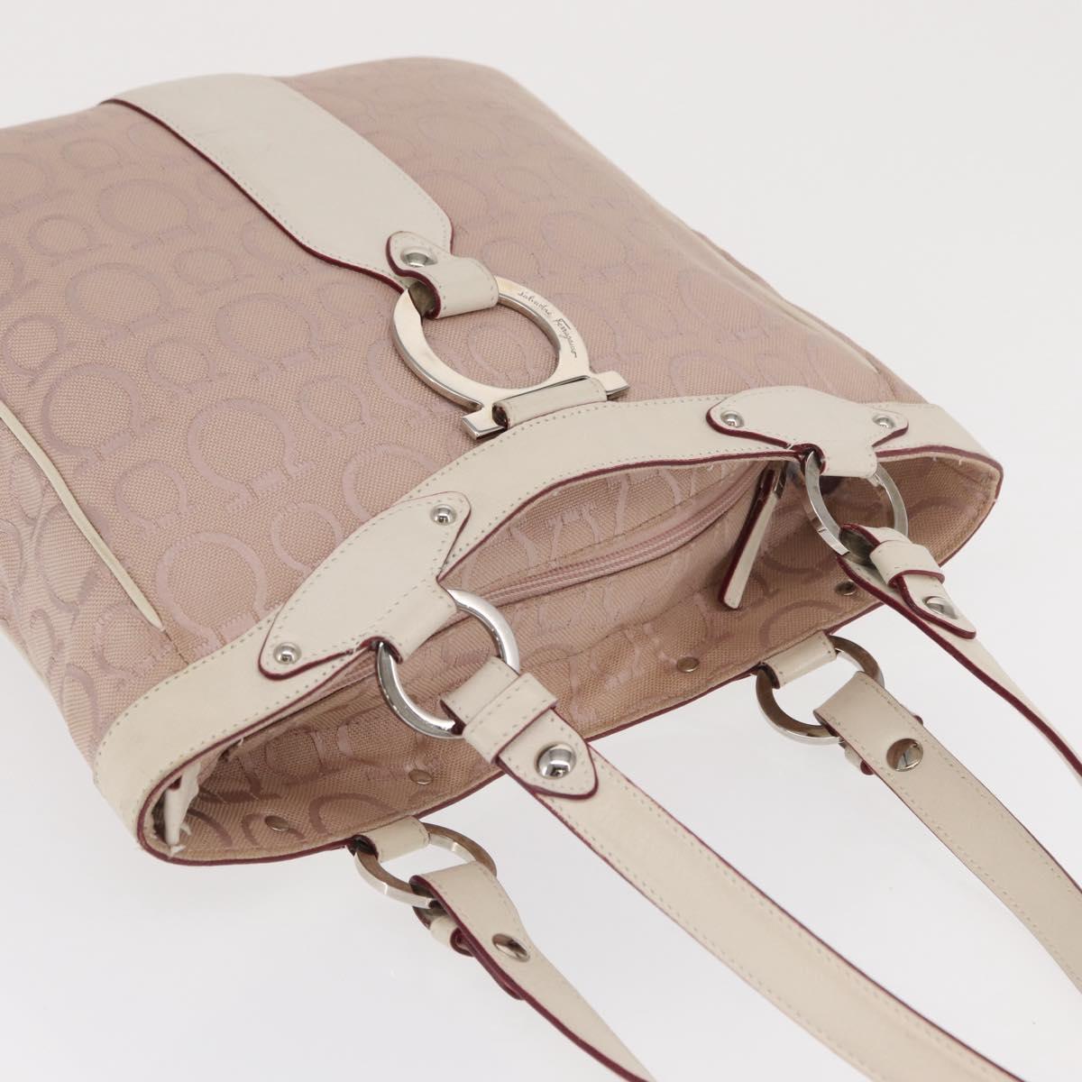 Salvatore Ferragamo Tote Bag Canvas Pink Silver Auth bs33177