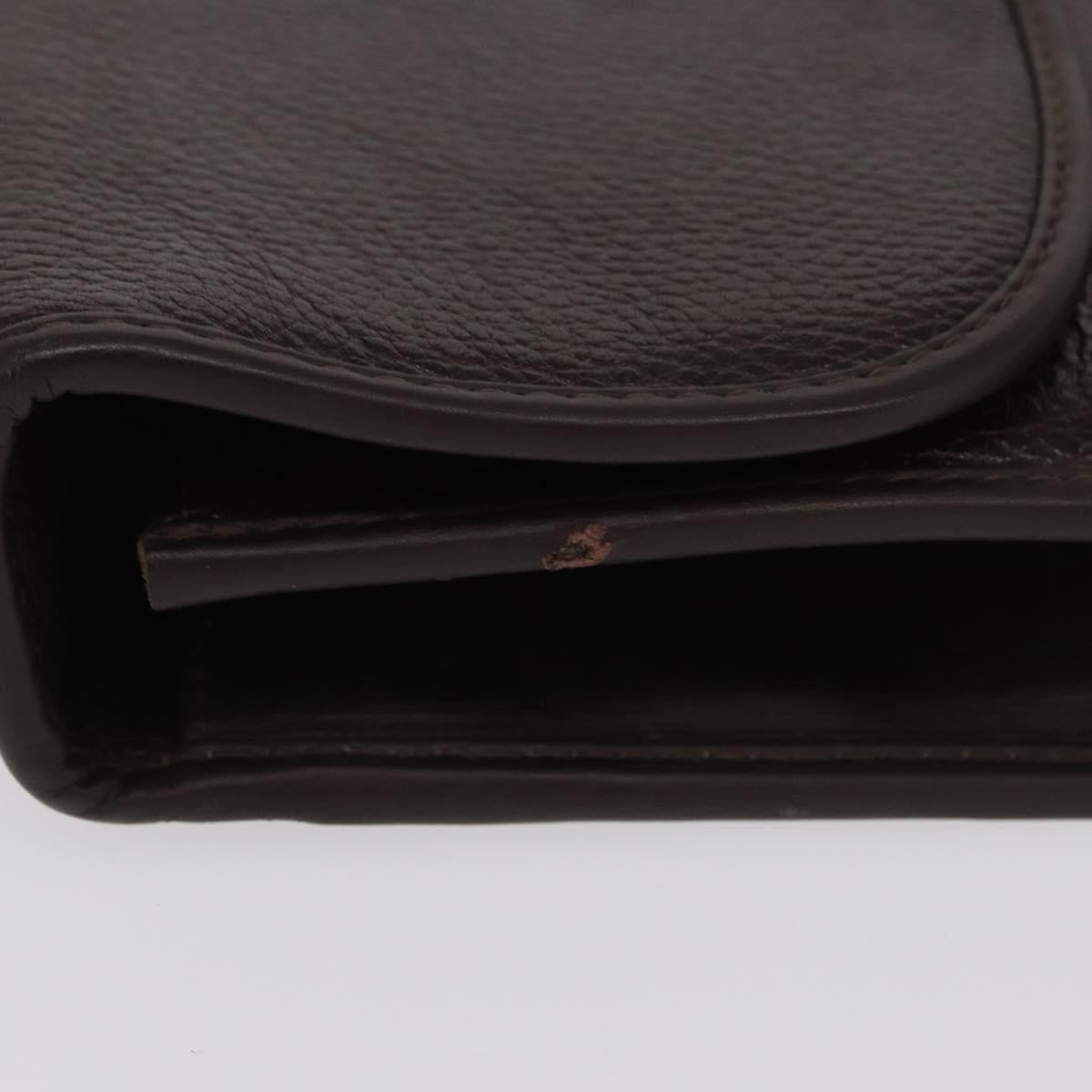 Gianni Versace Business Bag Leather Brown Gold Auth bs33178