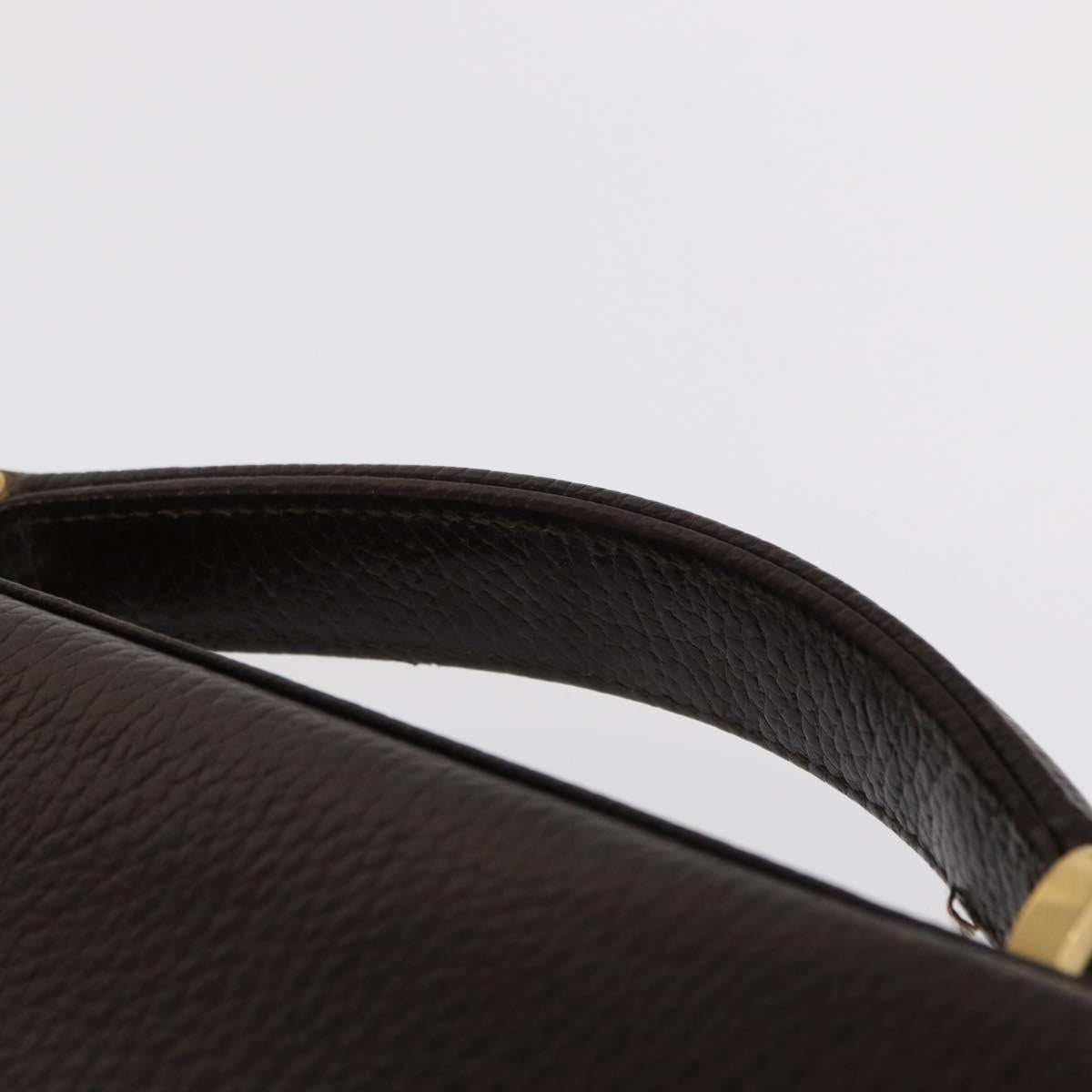 Gianni Versace Business Bag Leather Brown Gold Auth bs33178