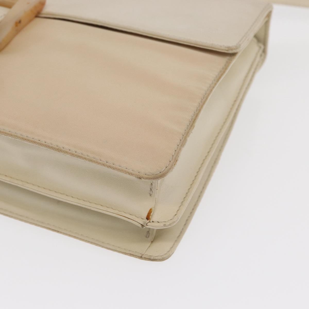 PRADA Shoulder Bag Nylon Beige Silver Auth bs33180