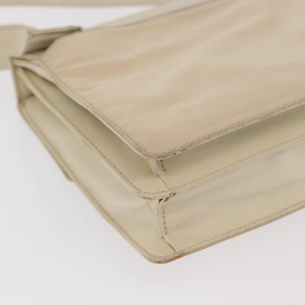 PRADA Shoulder Bag Nylon Beige Silver Auth bs33180