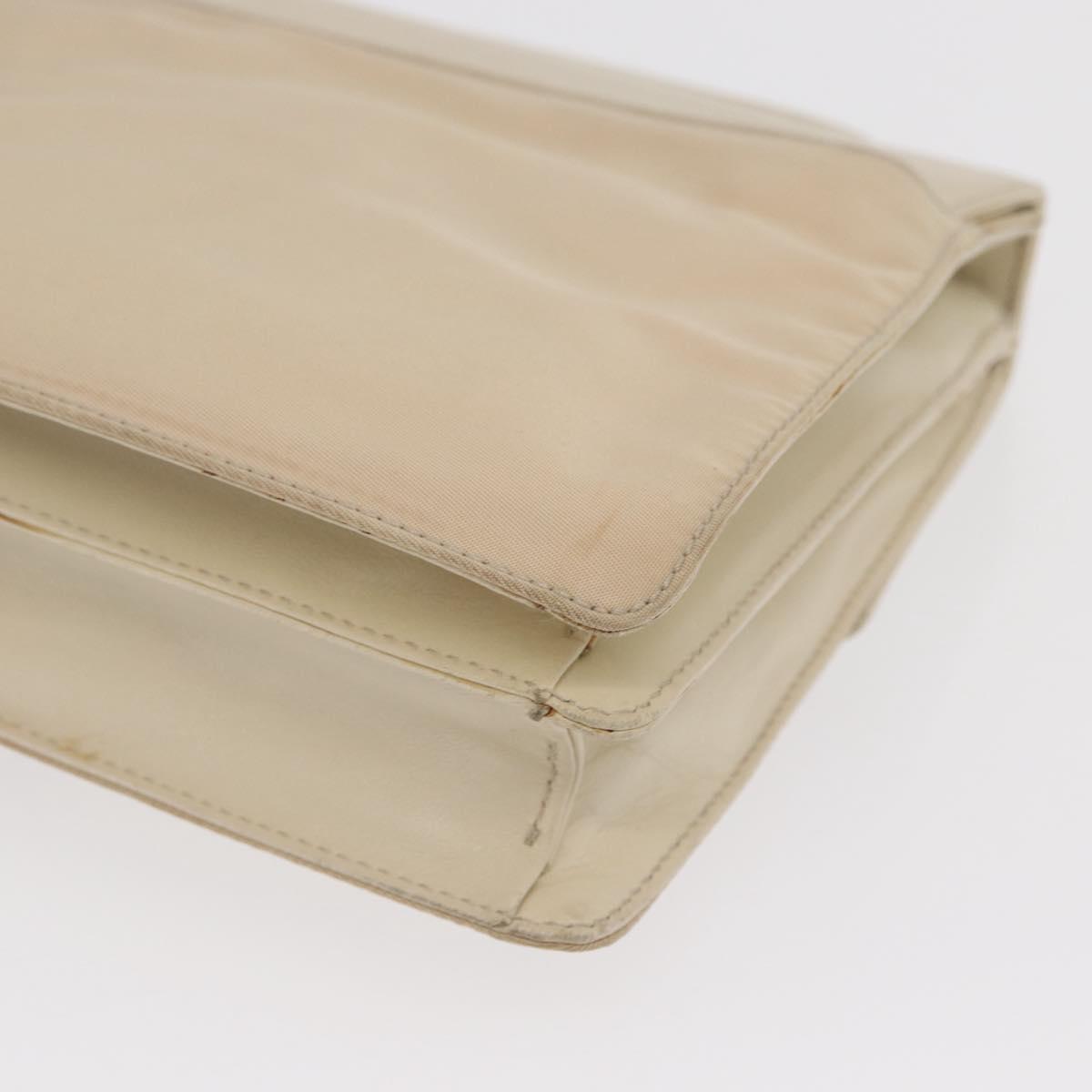 PRADA Shoulder Bag Nylon Beige Silver Auth bs33180