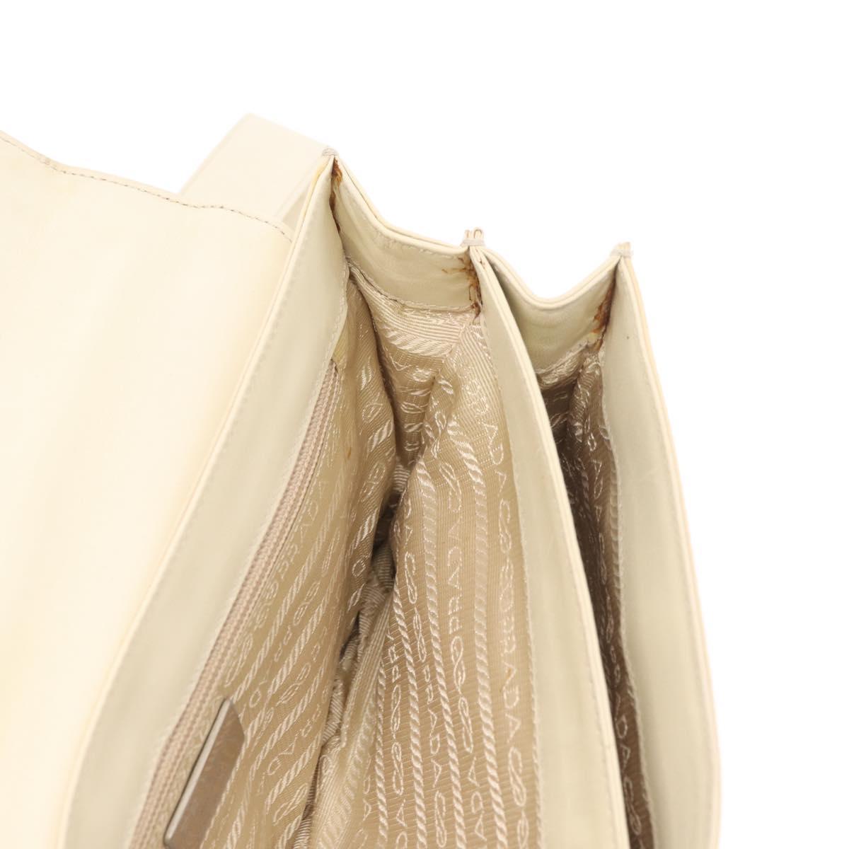 PRADA Shoulder Bag Nylon Beige Silver Auth bs33180