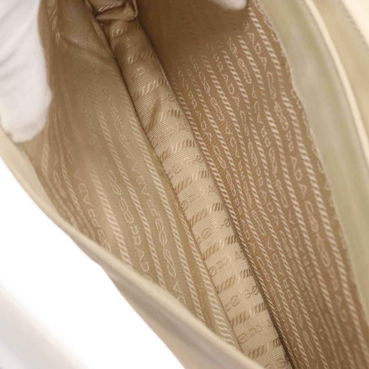 PRADA Shoulder Bag Nylon Beige Silver Auth bs33180