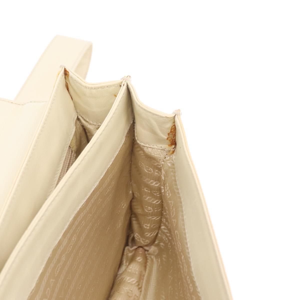 PRADA Shoulder Bag Nylon Beige Silver Auth bs33180