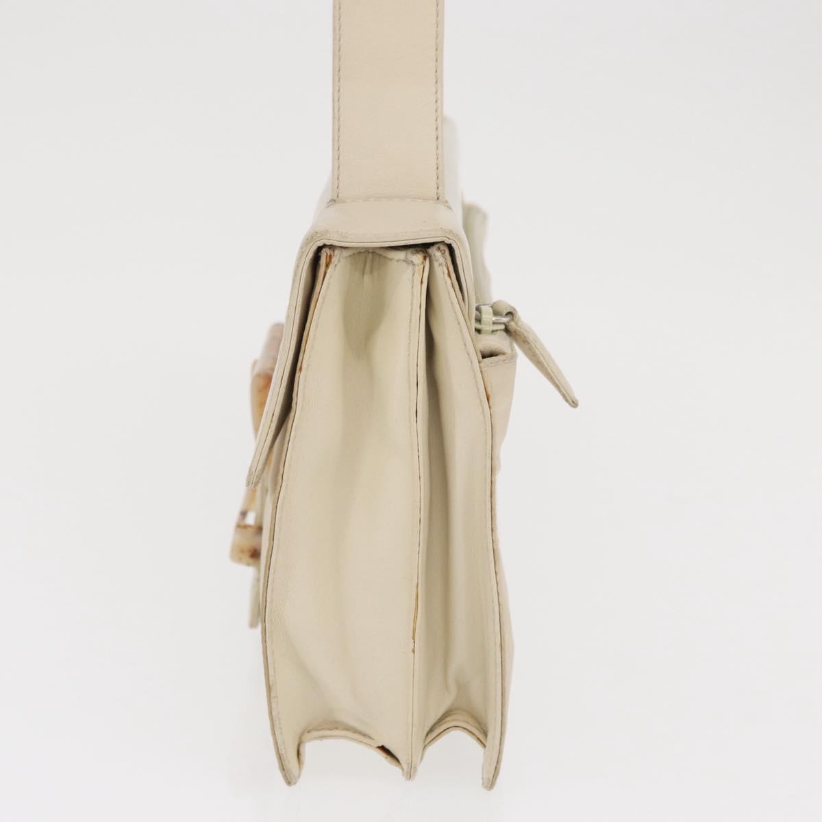 PRADA Shoulder Bag Nylon Beige Silver Auth bs33180