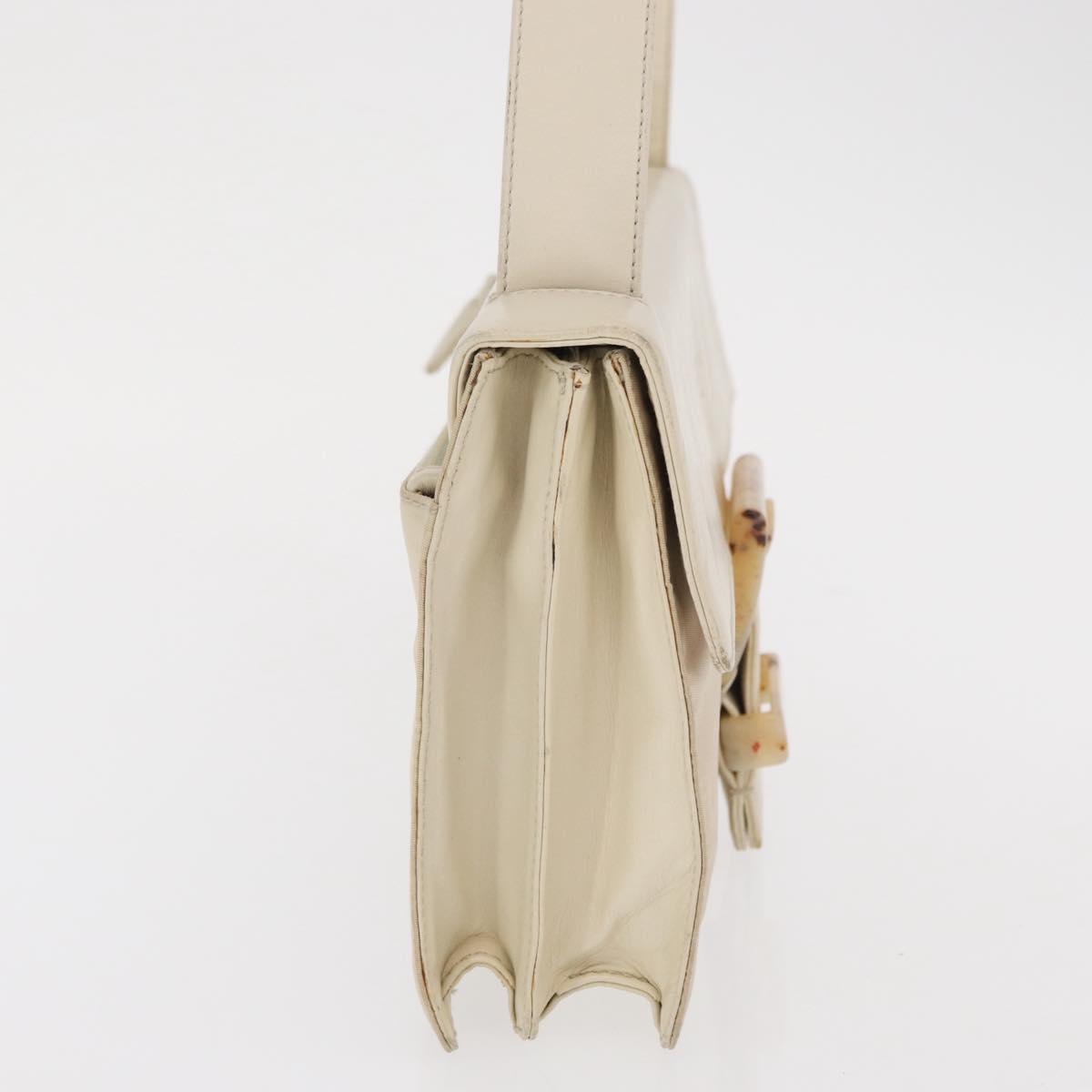 PRADA Shoulder Bag Nylon Beige Silver Auth bs33180