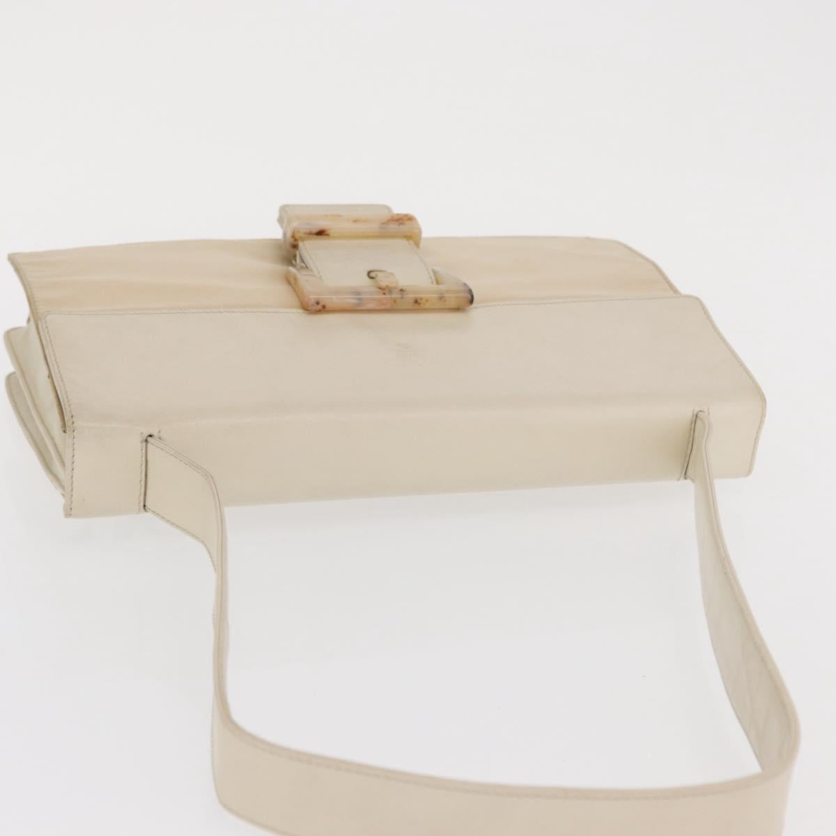 PRADA Shoulder Bag Nylon Beige Silver Auth bs33180