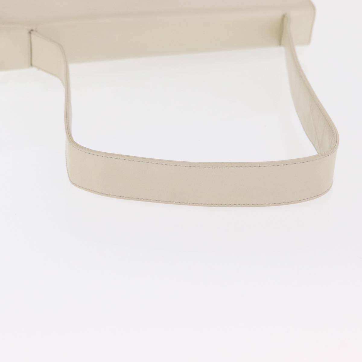 PRADA Shoulder Bag Nylon Beige Silver Auth bs33180