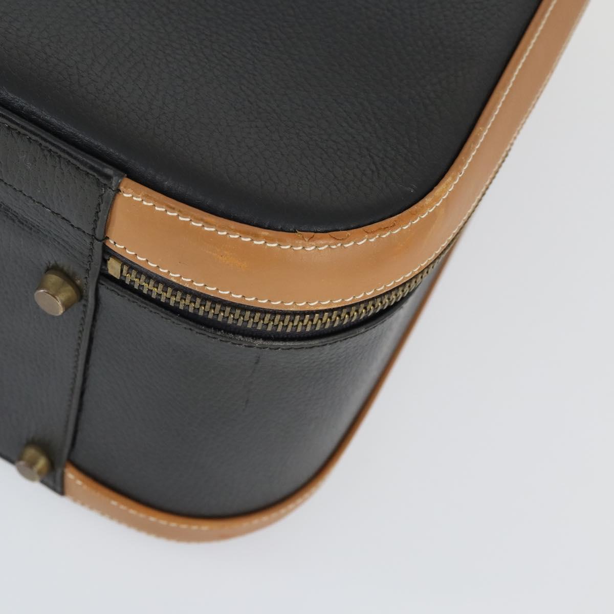 HERMES Trunk Leather Black Auth bs33187