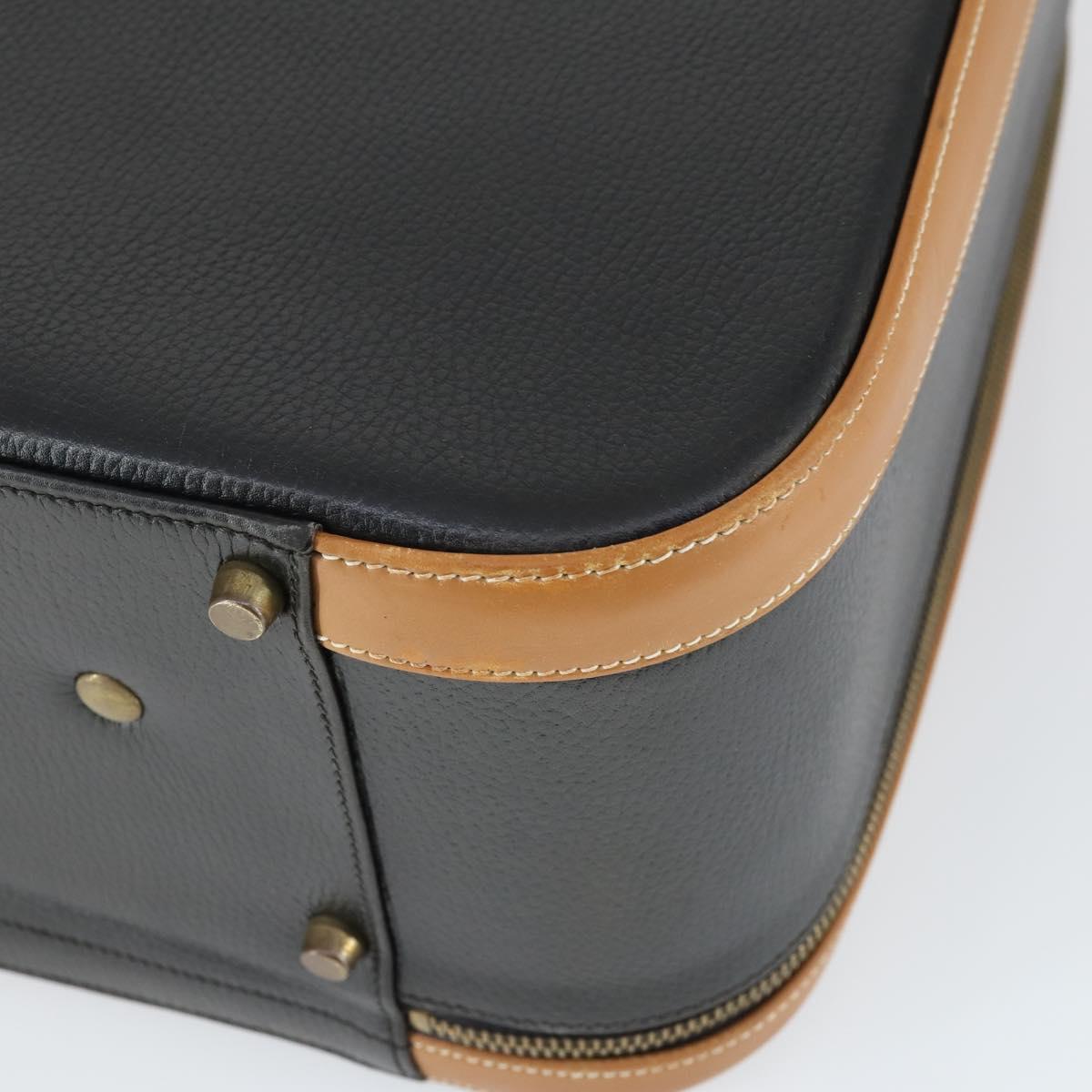 HERMES Trunk Leather Black Auth bs33187
