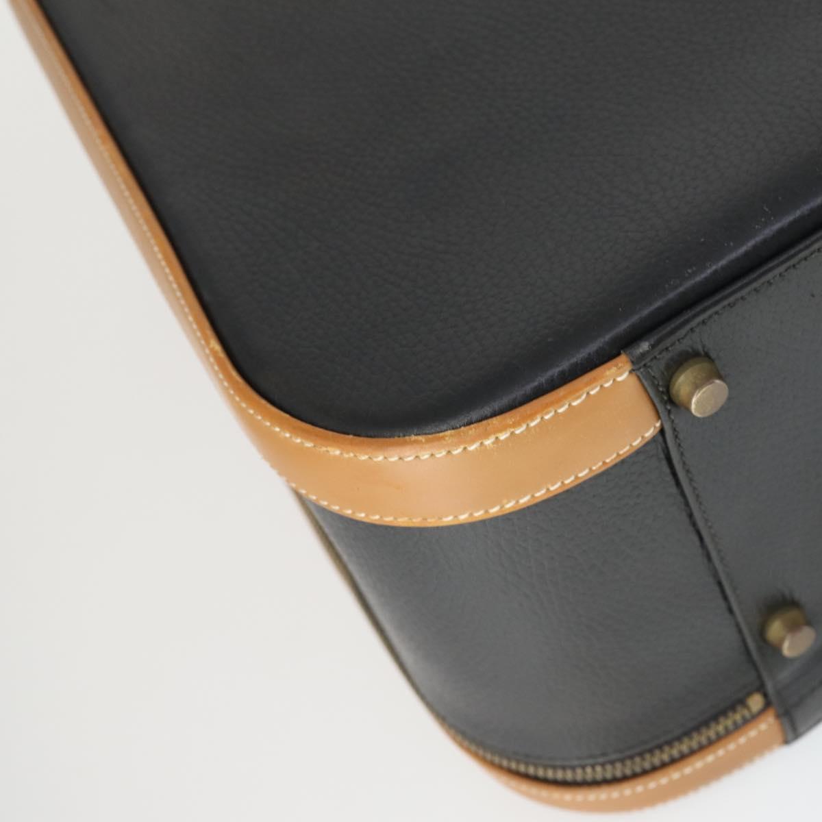 HERMES Trunk Leather Black Auth bs33187