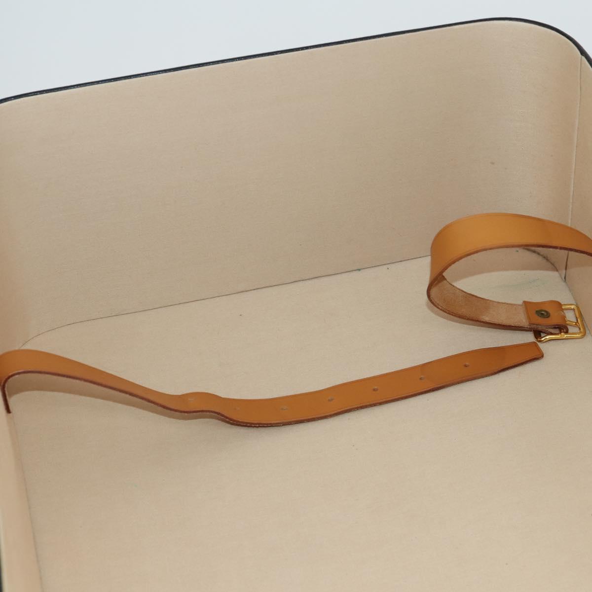 HERMES Trunk Leather Black Auth bs33187