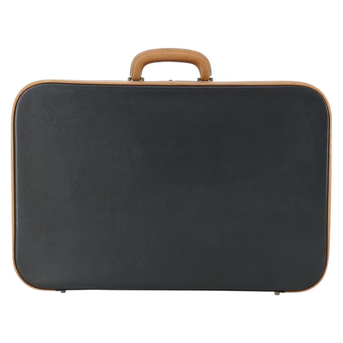 HERMES Trunk Leather Black Auth bs33187