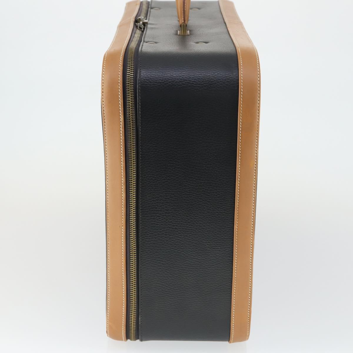 HERMES Trunk Leather Black Auth bs33187