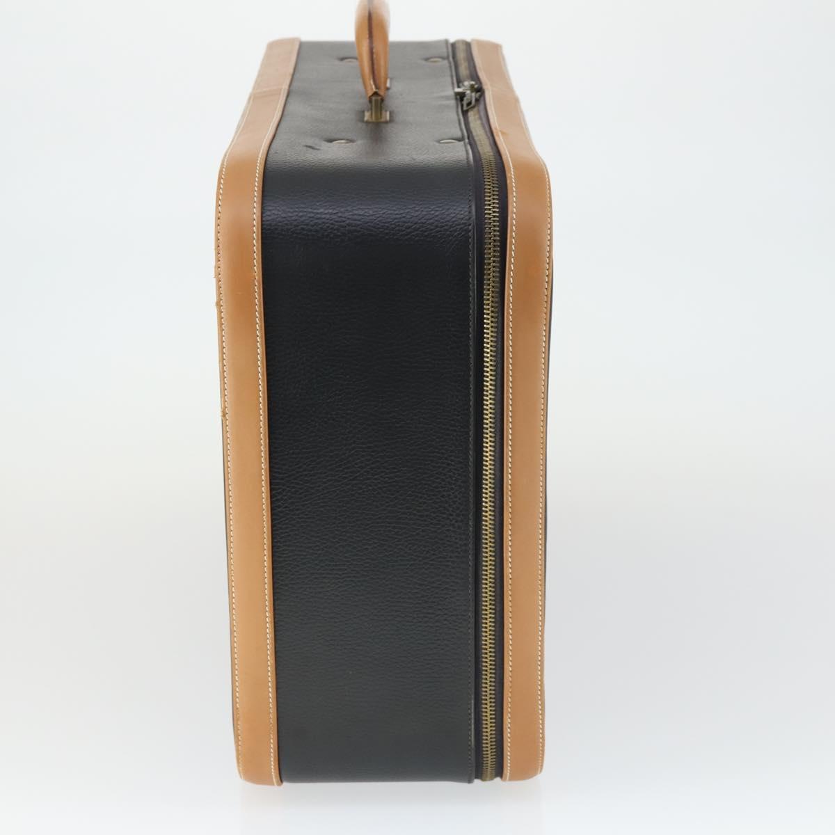 HERMES Trunk Leather Black Auth bs33187