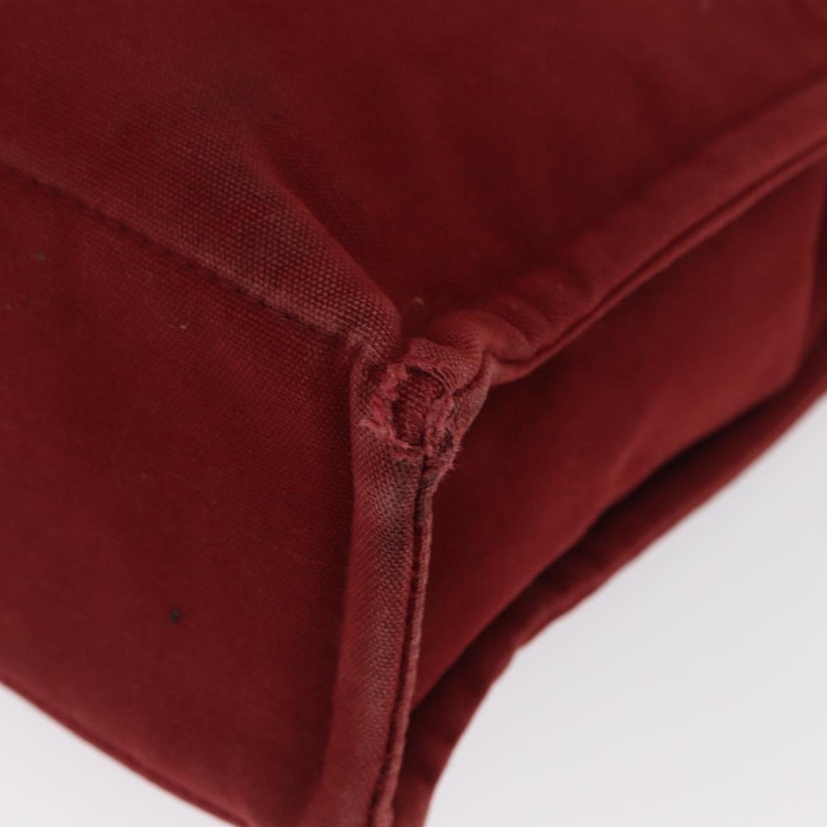 HERMES Deauville Hand Bag Canvas Red Silver Auth bs33188