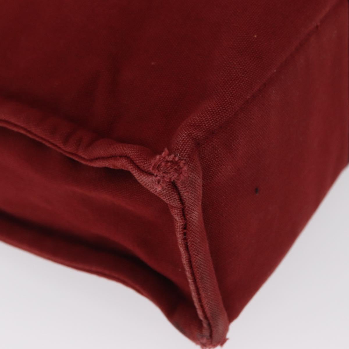 HERMES Deauville Hand Bag Canvas Red Silver Auth bs33188