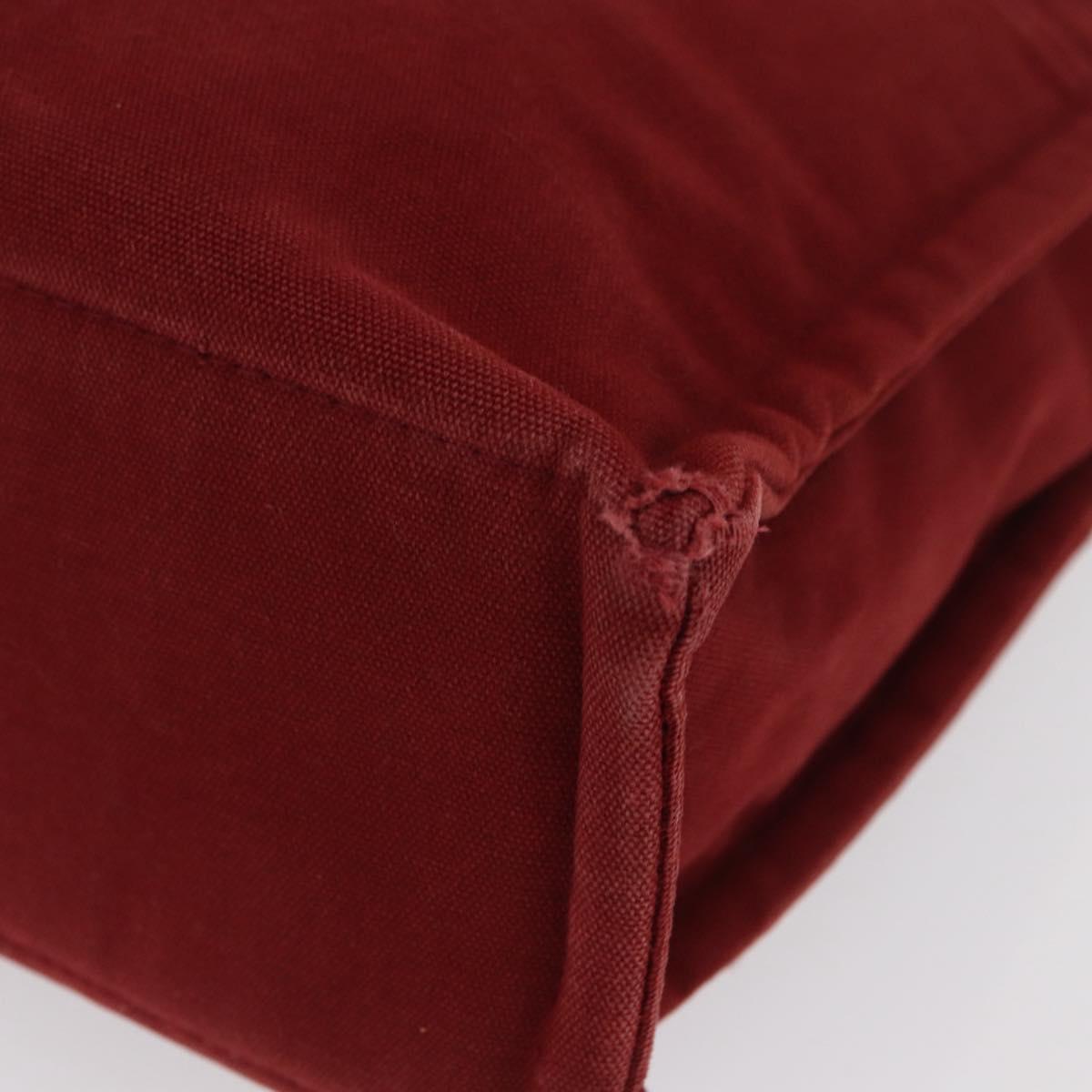 HERMES Deauville Hand Bag Canvas Red Silver Auth bs33188