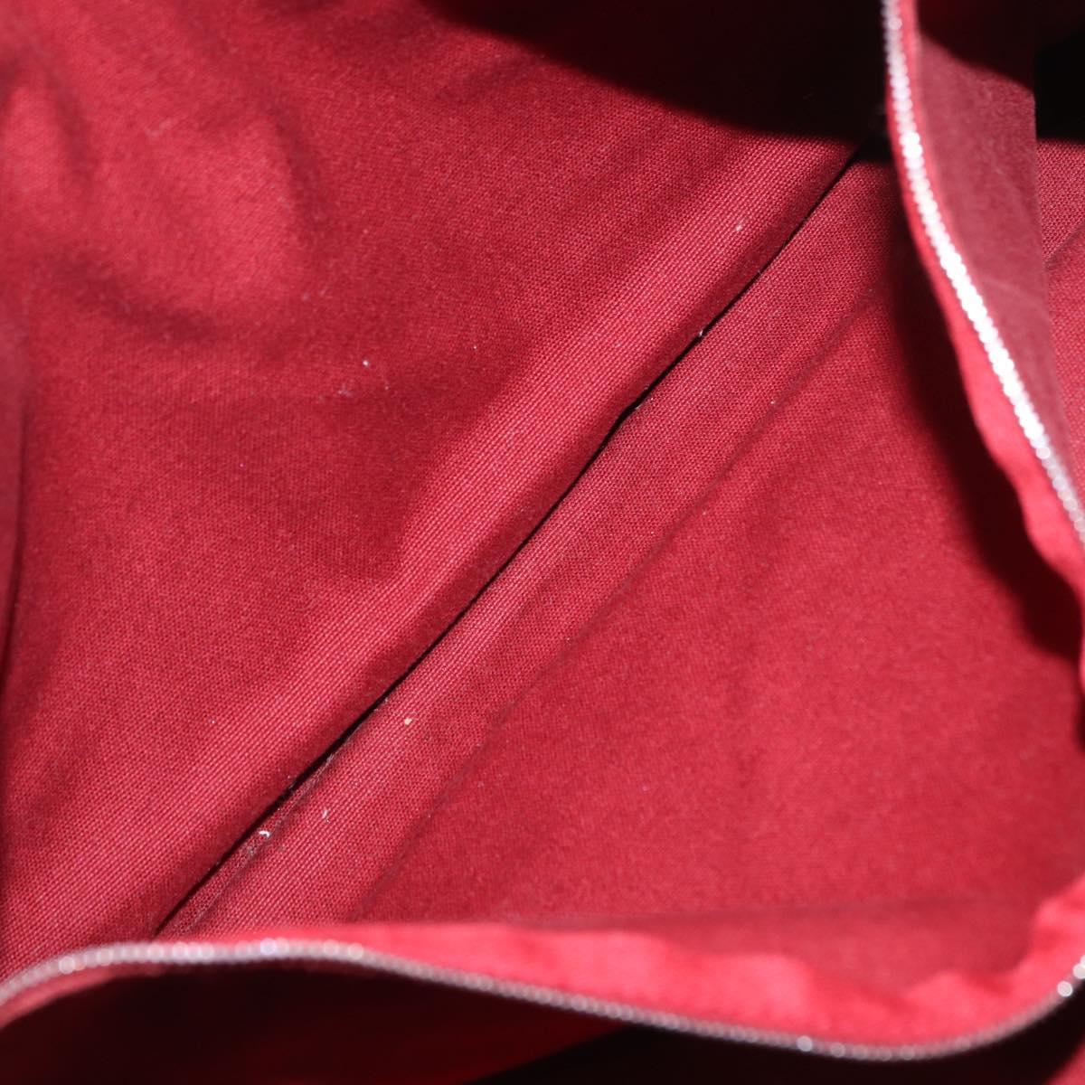 HERMES Deauville Hand Bag Canvas Red Silver Auth bs33188