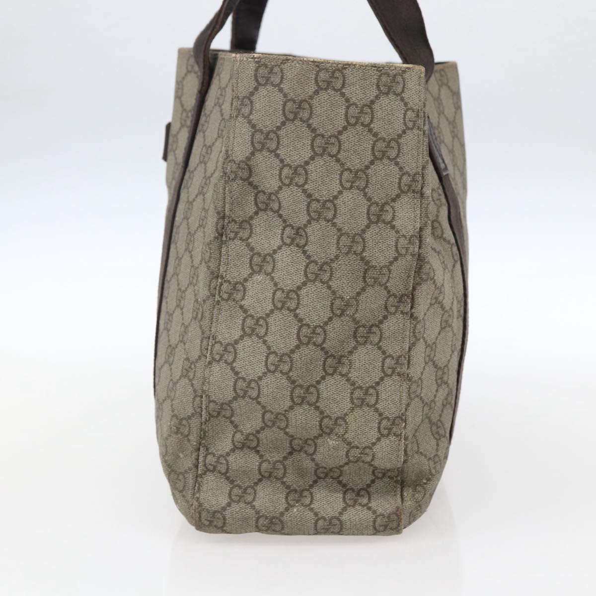 GUCCI GG Supreme Tote Bag PVC Beige Silver 141624 Auth bs33190