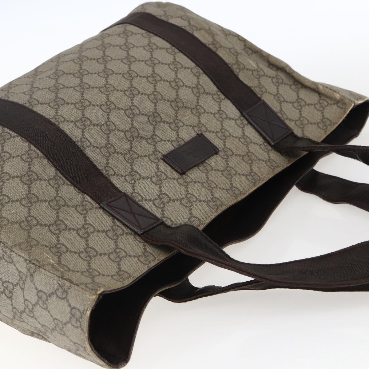 GUCCI GG Supreme Tote Bag PVC Beige Silver 141624 Auth bs33190