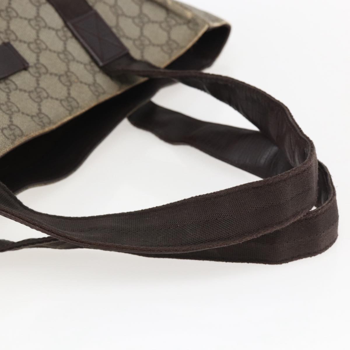 GUCCI GG Supreme Tote Bag PVC Beige Silver 141624 Auth bs33190