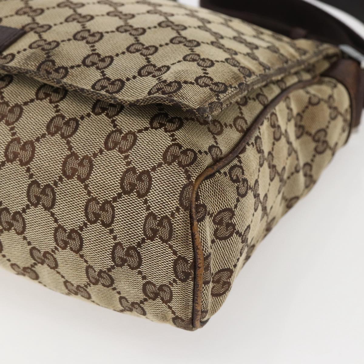 GUCCI GG Canvas Shoulder Bag Beige Silver 146236 Auth bs33191