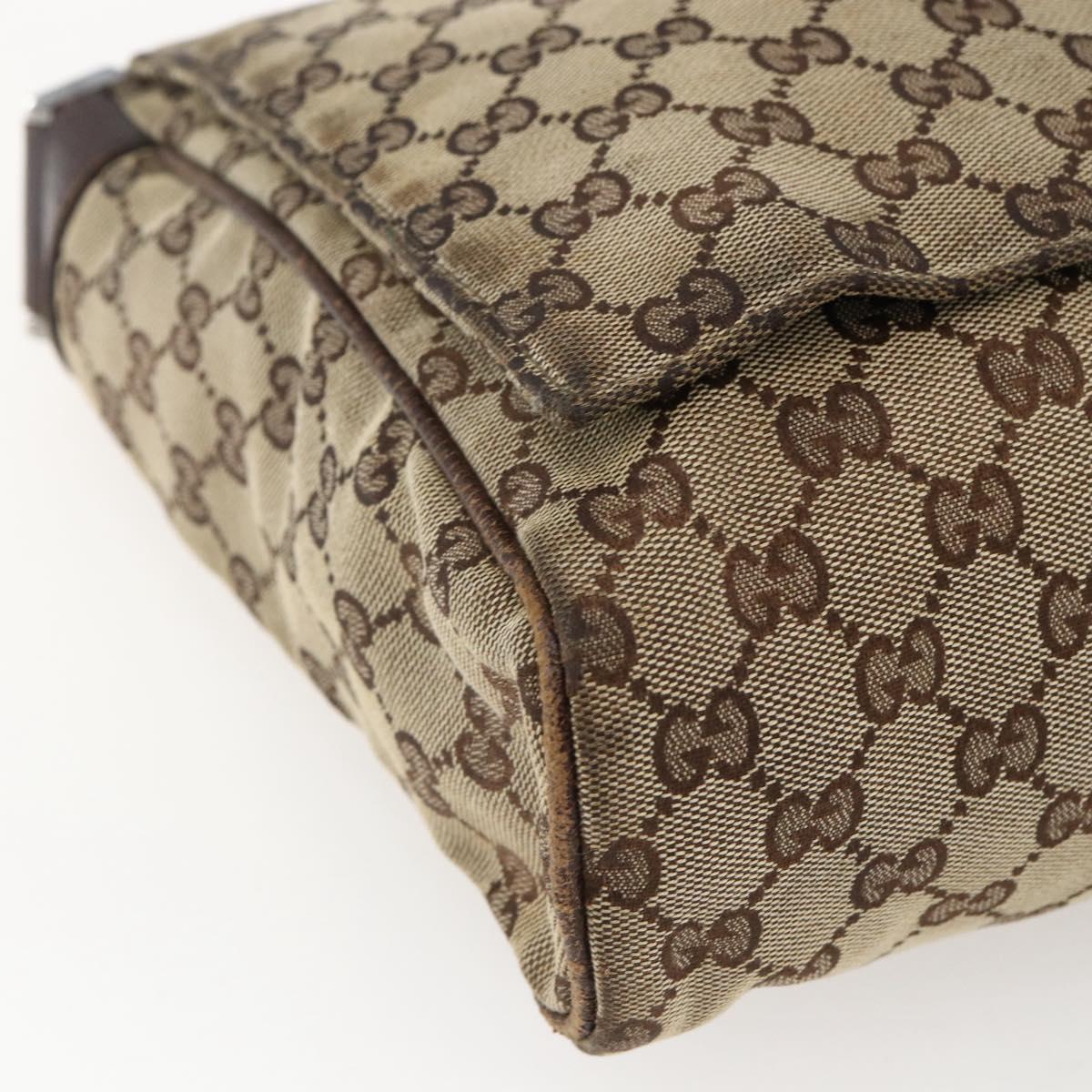 GUCCI GG Canvas Shoulder Bag Beige Silver 146236 Auth bs33191