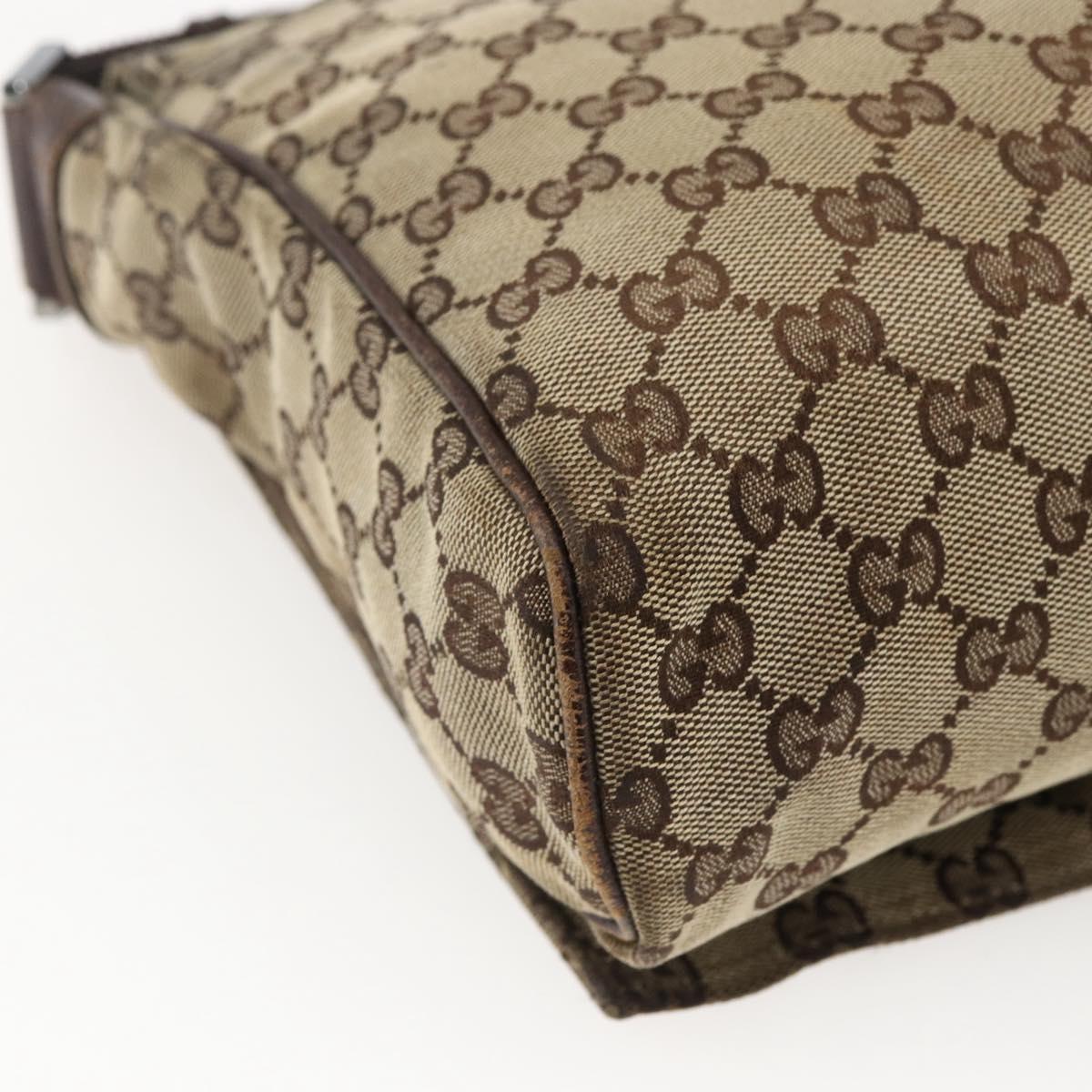 GUCCI GG Canvas Shoulder Bag Beige Silver 146236 Auth bs33191