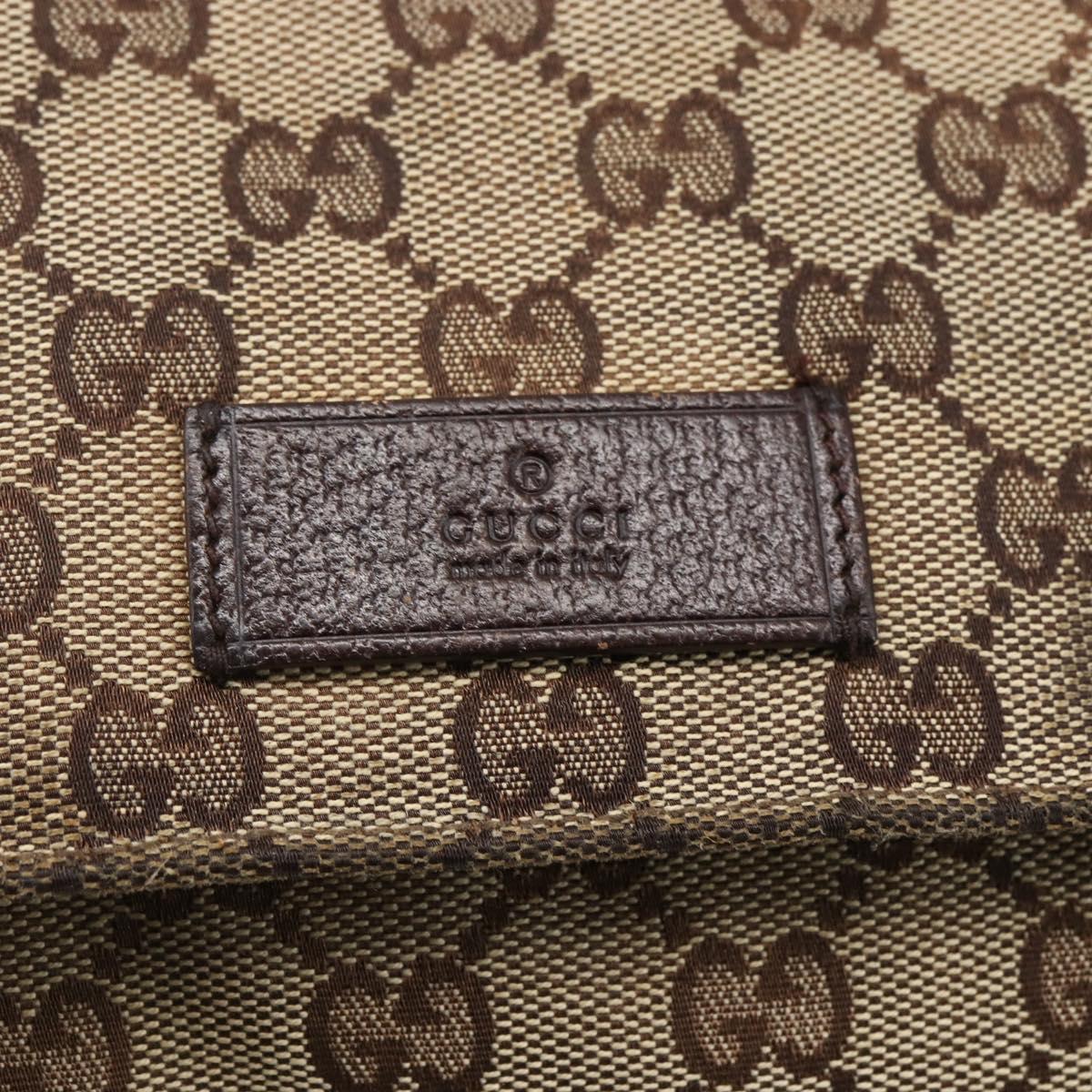 GUCCI GG Canvas Shoulder Bag Beige Silver 146236 Auth bs33191